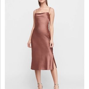 Express Satin Midi Dress in Cocoa
